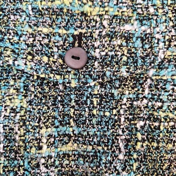 Chico's Tweed Jacket Button Shacket Academia Size 2 Large Green Black - Picture 3 of 8